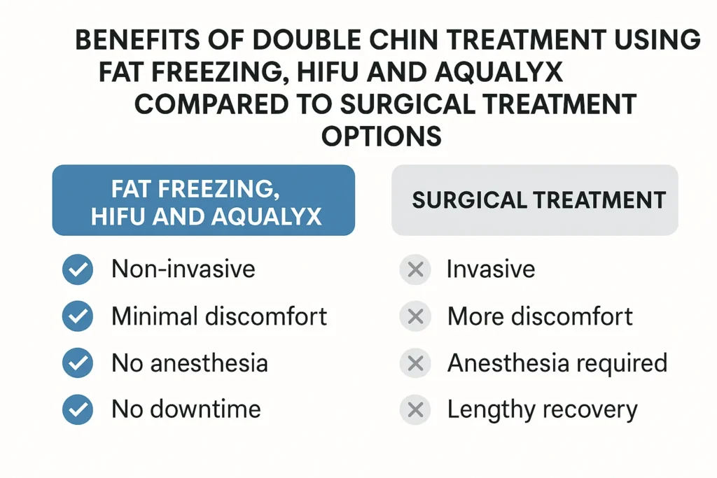 Graphic about the benefits of double chin treatment Bury St Edmunds - from LA LIPO