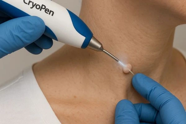 Person receiving Cryotherapy skin tag removal Bury St Edmunds