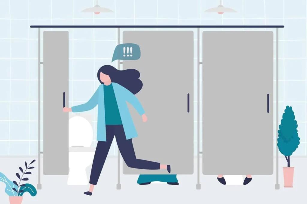 graphic of Urine incontinence Bury St Edmunds woman running to the toilet.